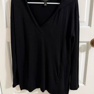 Banana Republic Black V-Neck Sweater Luxespun Hoodie Size S